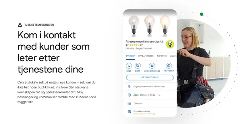 Google bedriftsprofil eksempel